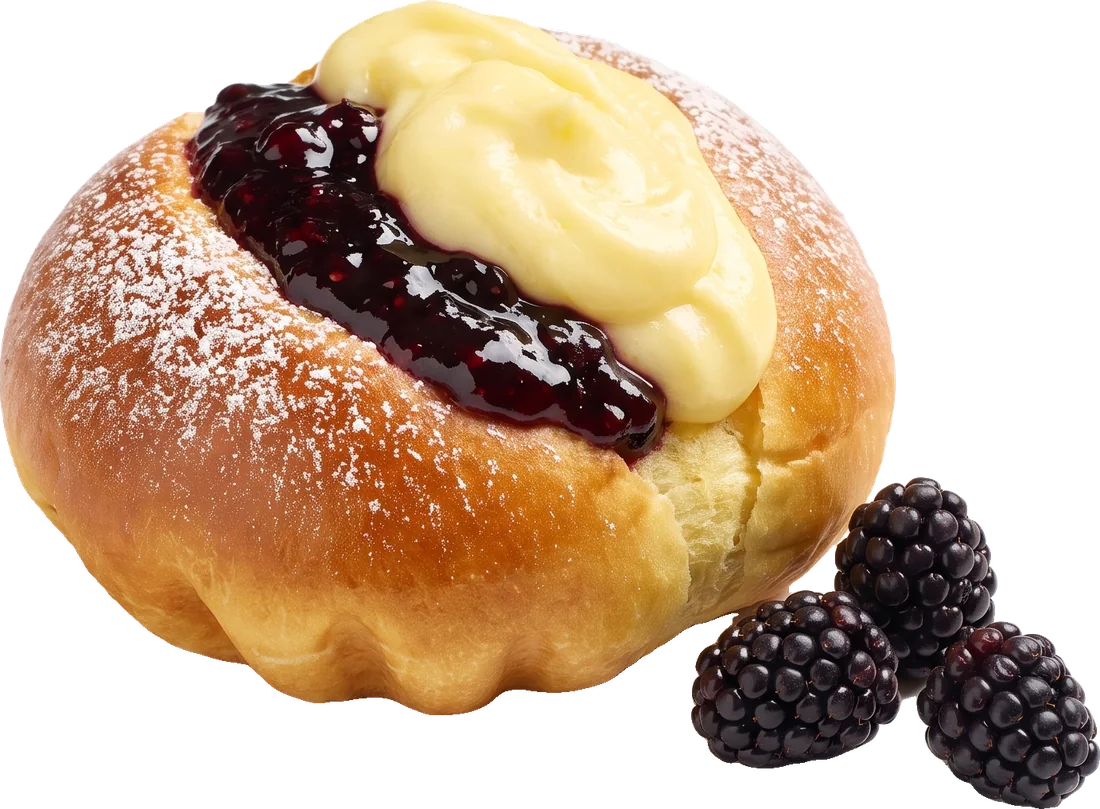 A blackberry and lemon cream bun